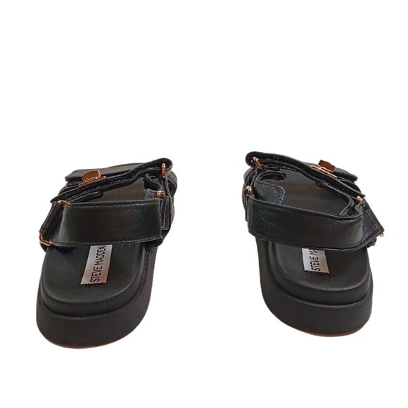 Steve Madden Mona Sandals Womens 5.5 Black Leather Strappy Dad Comfort - Picture 4 of 6